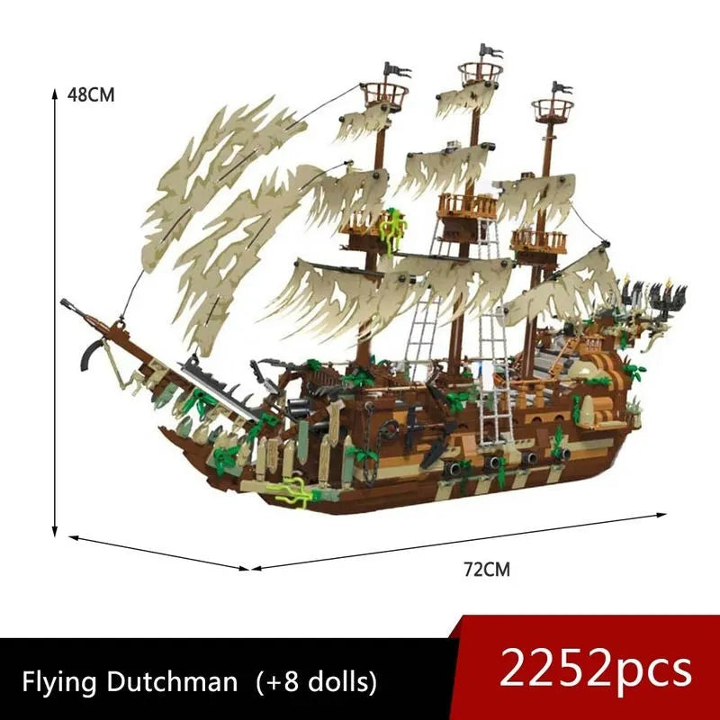 Building Blocks Expert MOC Movie Flying Dutchman Pirate Ship Bricks Toys - 3