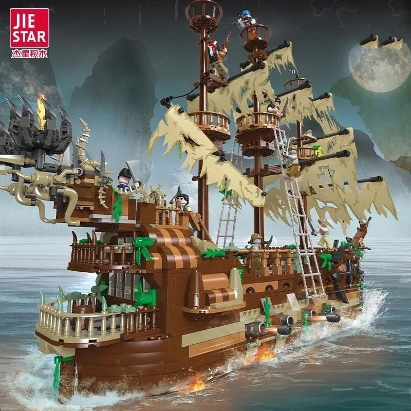 Building Blocks Expert MOC Movie Flying Dutchman Pirate Ship Bricks Toys - 4