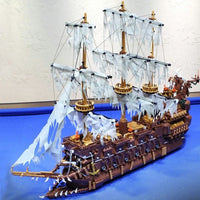 Thumbnail for Building Blocks Expert MOC Movie Flying Dutchman Pirate Ship Bricks Toys - 5