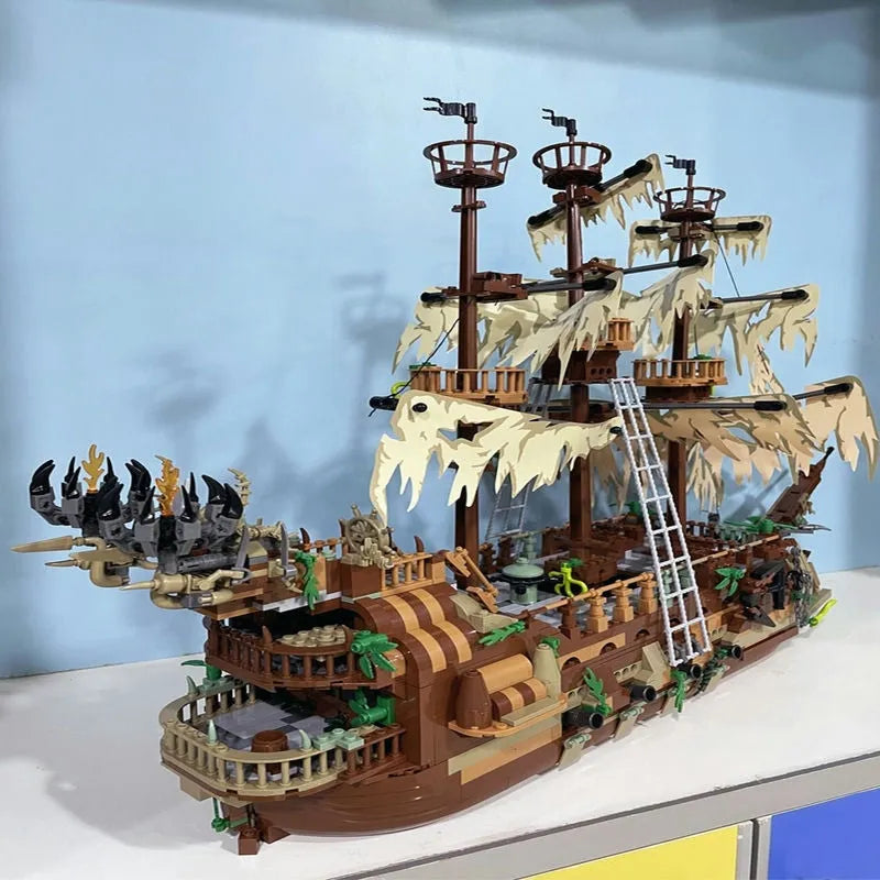 Building Blocks Expert MOC Movie Flying Dutchman Pirate Ship Bricks Toys - 9