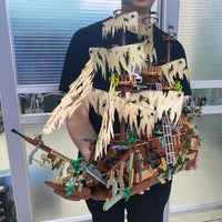 Thumbnail for Building Blocks Expert MOC Movie Flying Dutchman Pirate Ship Bricks Toys - 6