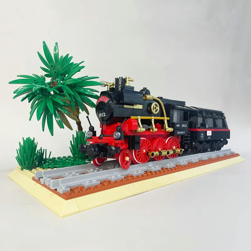 Building Blocks Expert MOC Steam Locomotive Train Bricks Toys 59008 Construction Set Toys - 1