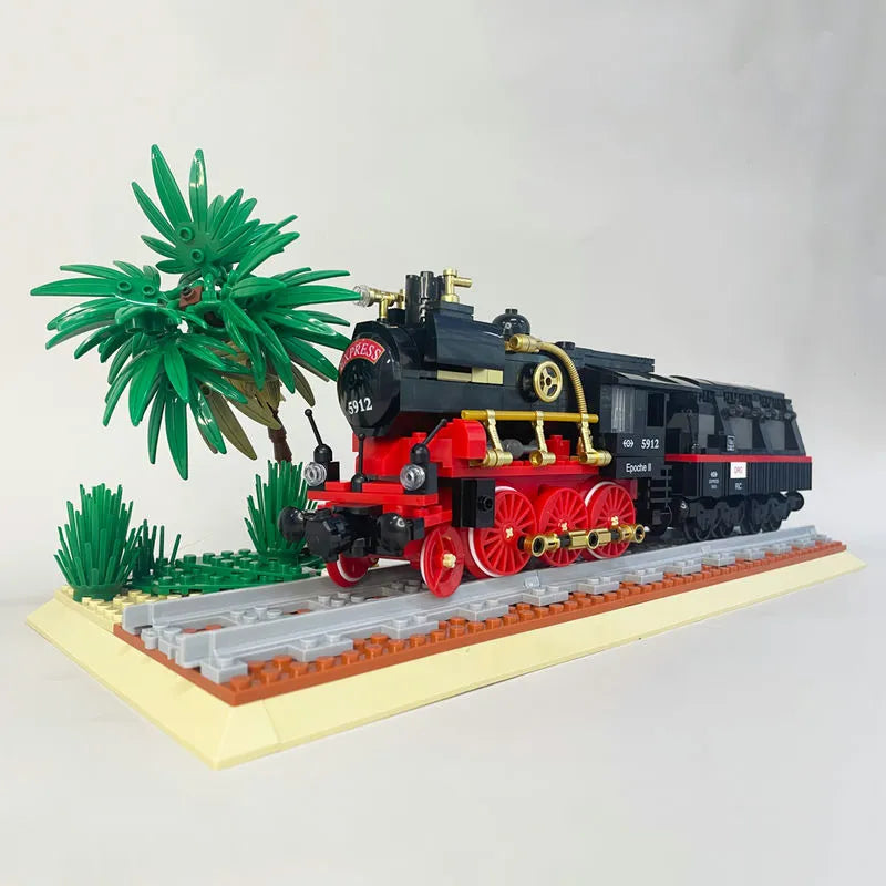 Building Blocks Expert MOC Steam Locomotive Train Bricks Toys 59008 - 1