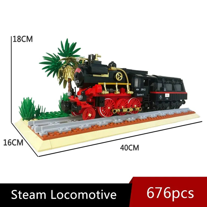 Building Blocks Expert MOC Steam Locomotive Train Bricks Toys 59008 Construction Set Toys - 2