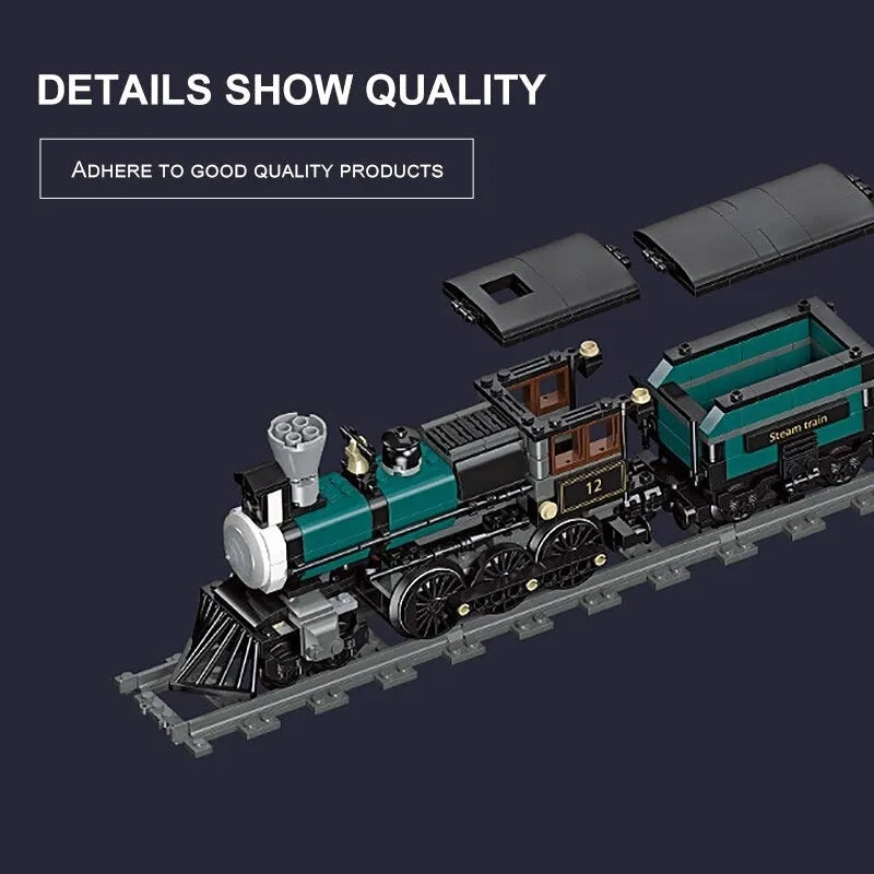Building Blocks Expert MOC TH - 10 Steam Locomotive Train Bricks Toy 59001 - 5