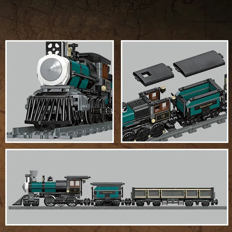 Building Blocks Expert MOC TH - 10 Steam Locomotive Train Bricks Toy 59001 - 8