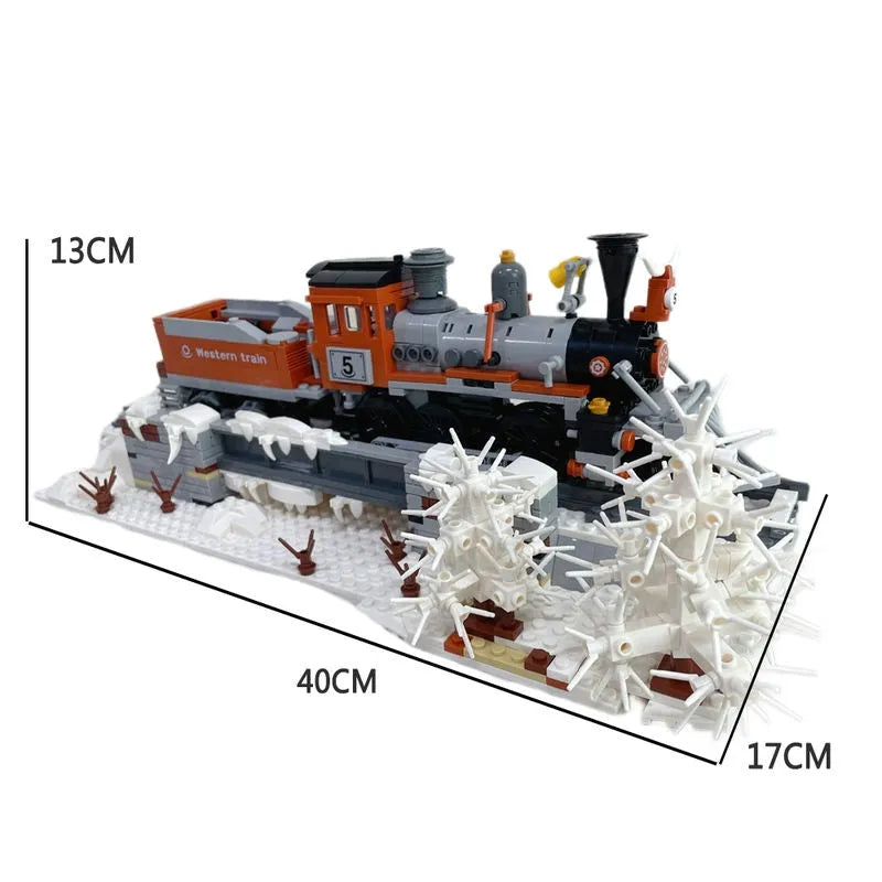 Building Blocks Expert MOC West Train Railway Locomotive Bricks Toy 59009 - 1