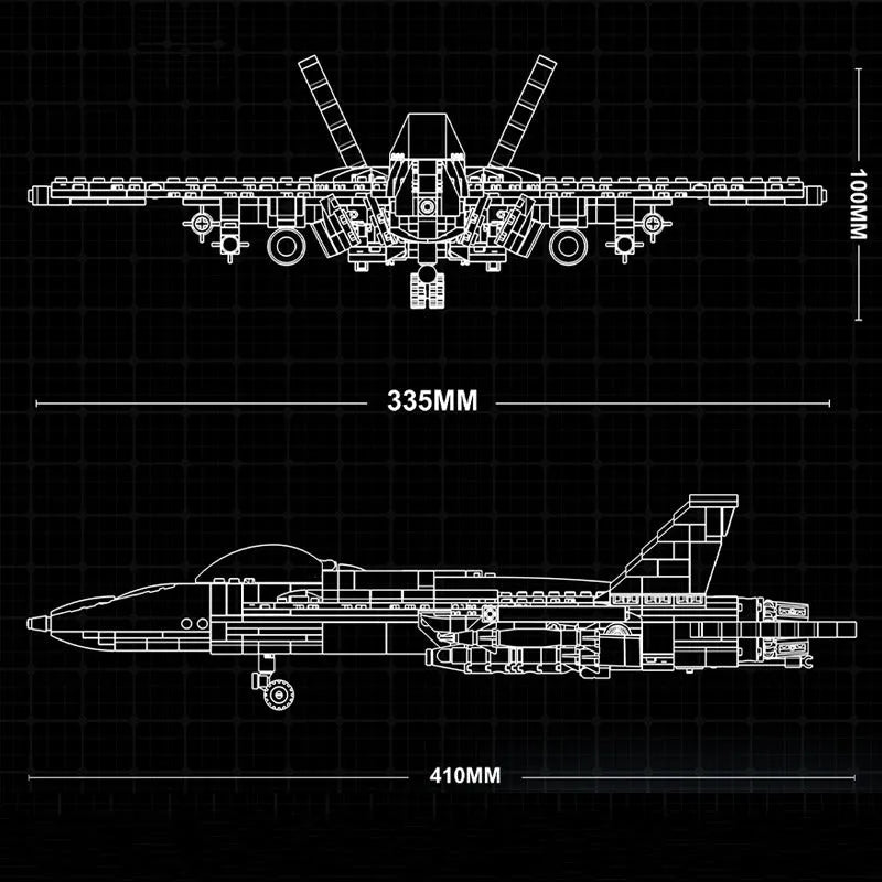 Building Blocks Military Aircraft Tech MOC F-16 Fighter Jet Bricks Toy Construction Set Toys - 4