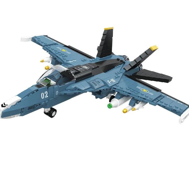 Building Blocks Military Aircraft Tech MOC F - 16 Fighter Jet Bricks Toy - 1