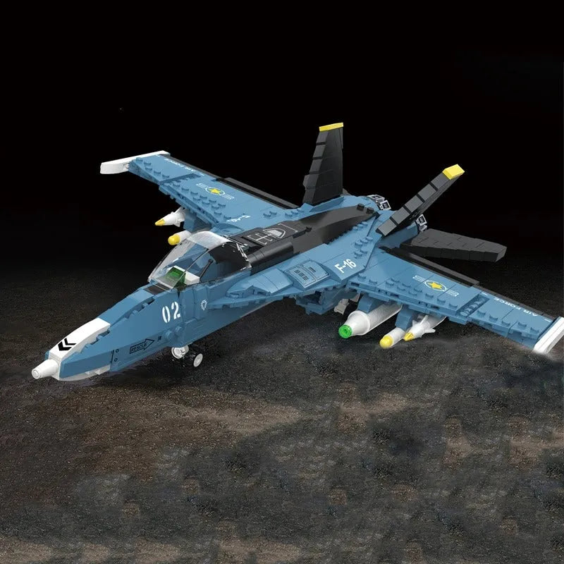 Building Blocks Military Aircraft Tech MOC F - 16 Fighter Jet Bricks Toy - 6