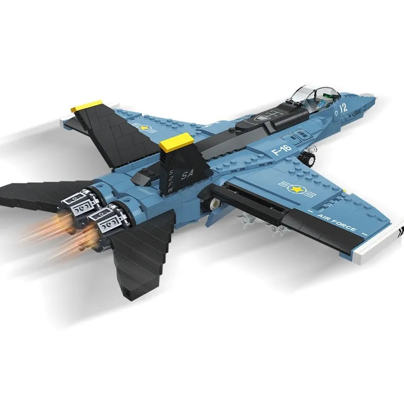 Building Blocks Military Aircraft Tech MOC F - 16 Fighter Jet Bricks Toy - 2