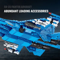 Thumbnail for Building Blocks Military MOC SU-35 Fighter Aircraft Jet Plane Bricks Toys - 6