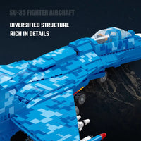 Thumbnail for Building Blocks Military MOC SU-35 Fighter Aircraft Jet Plane Bricks Toys - 4