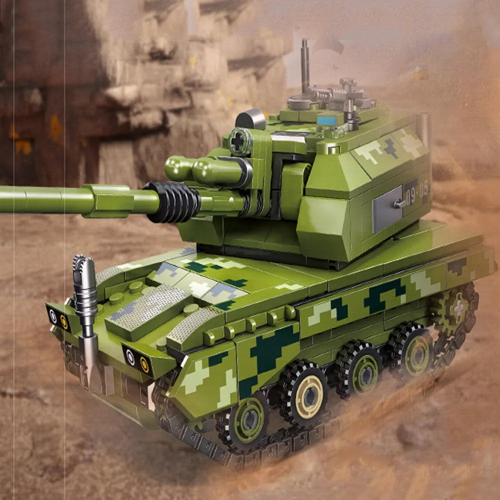 Building Blocks Military Type 05 Self - Propelled Howitzer Tank Bricks Toy - 7