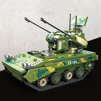 Thumbnail for Building Blocks Military Type 09 Twin 35 Anti Aircraft Gun Tank Bricks Toy - 3