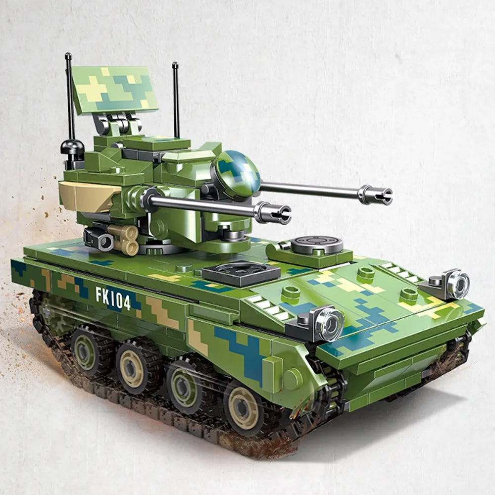 Building Blocks Military Type 09 Twin 35 Anti Aircraft Gun Tank Bricks Toy - 5