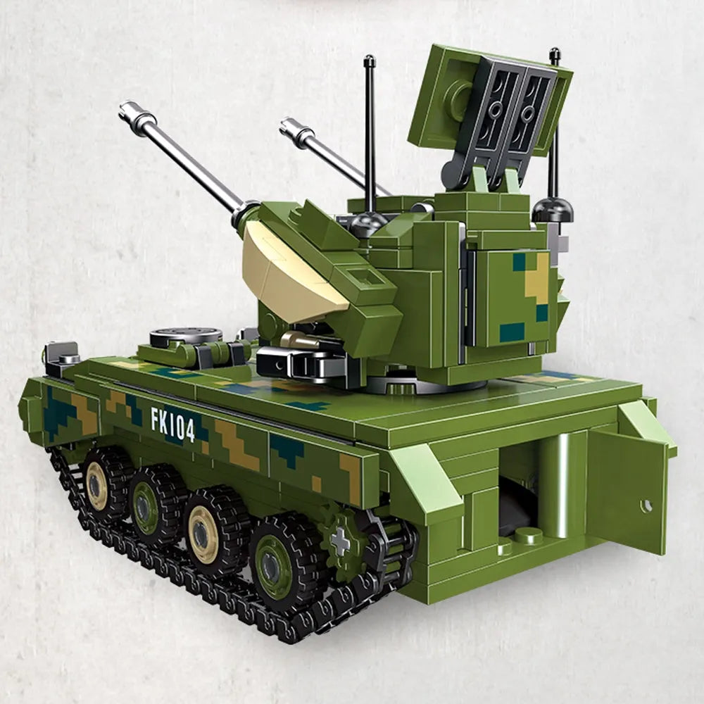 Building Blocks Military Type 09 Twin 35 Anti Aircraft Gun Tank Bricks Toy - 6