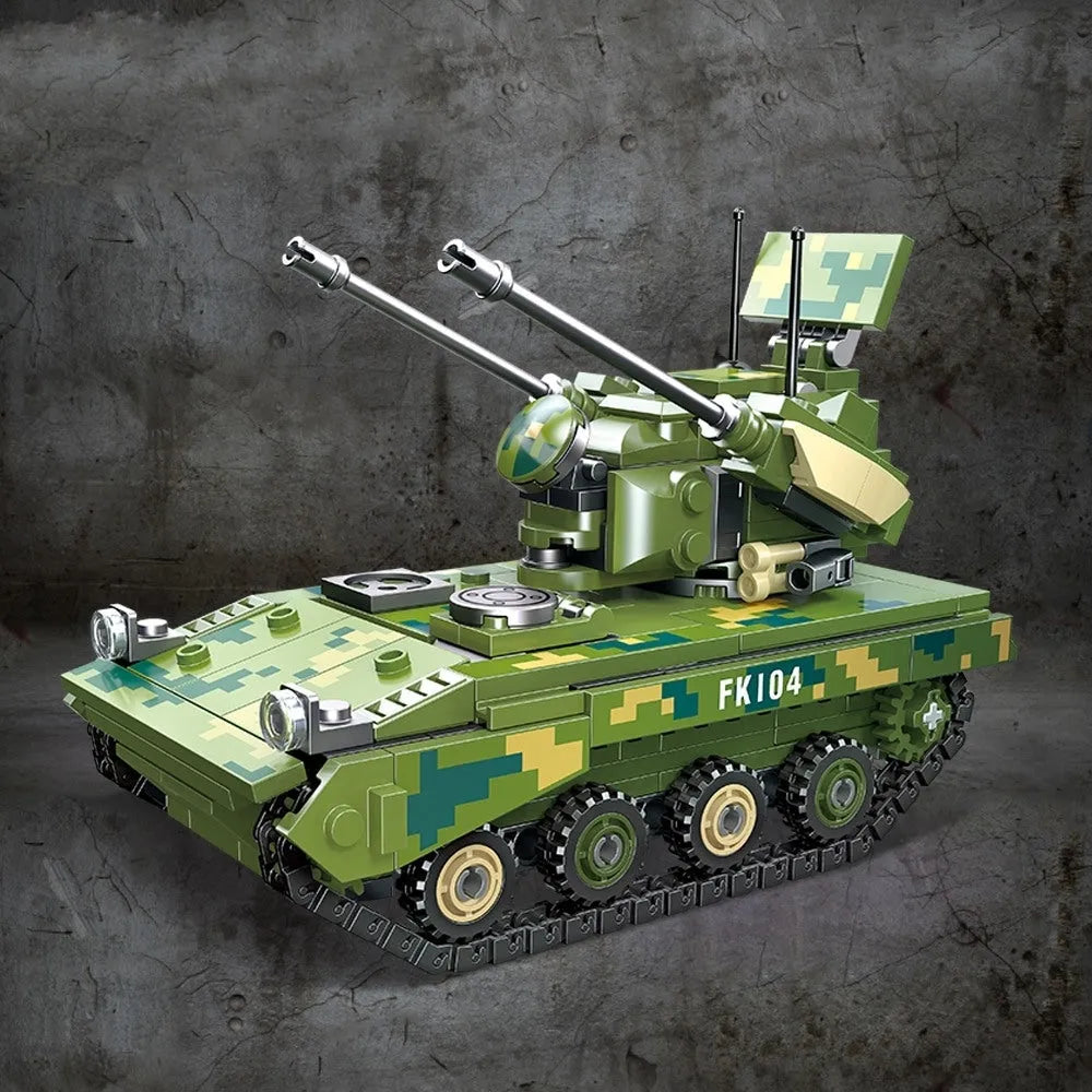 Building Blocks Military Type 09 Twin 35 Anti Aircraft Gun Tank Bricks Toy - 2