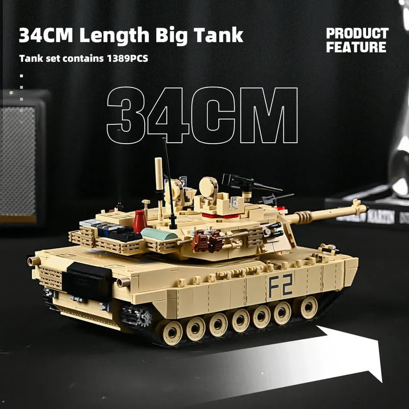 Building Blocks Military USA M1A2 Abrams Main Battle Tank Bricks Toy - 2