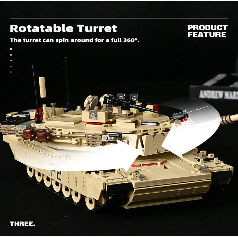 Building Blocks Military USA M1A2 Abrams Main Battle Tank Bricks Toy - 5