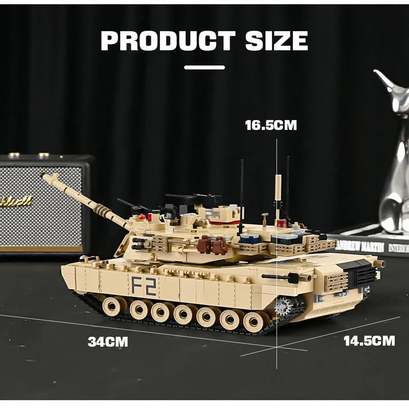 Building Blocks Military USA M1A2 Abrams Main Battle Tank Bricks Toy - 7