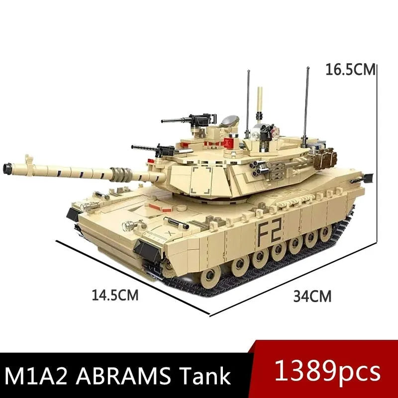 Building Blocks Military USA M1A2 Abrams Main Battle Tank Bricks Toy - 4