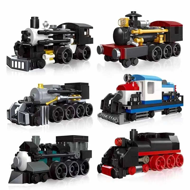 Building Blocks Mini Train Collection MOC Locomotive Bricks Toys - 1