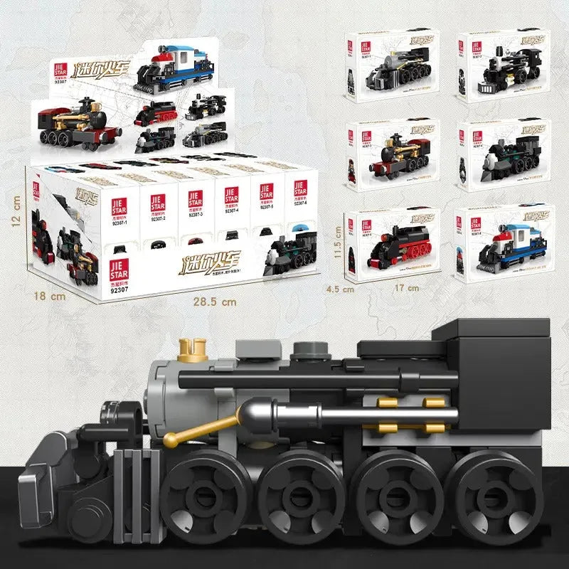 Building Blocks Mini Train Collection MOC Locomotive Bricks Toys - 3