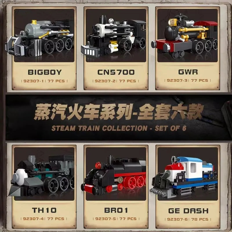 Building Blocks Mini Train Collection MOC Locomotive Bricks Toys - 2