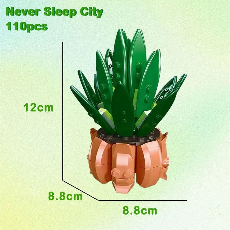 Building Blocks MIX Succulent Potted Plants Bricks MOC Kids Toys 92314 - 4