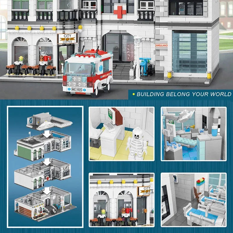 Building Blocks MOC 89135 Expert Creator City Hospital Bricks Toys Construction Set Toys - 6