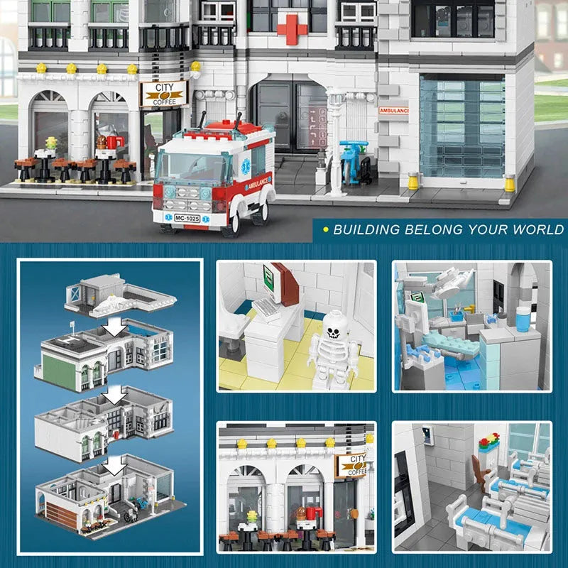 Building Blocks MOC 89135 Expert Creator City Hospital Bricks Toys - 6