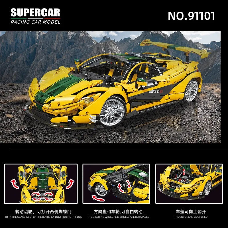 Building Blocks MOC 91101 Super Racing McLaren P1 Sports Car Bricks Toys - 4