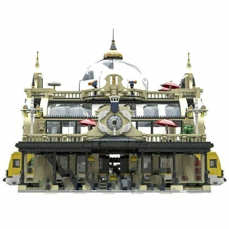 Building Blocks MOC City Creator Street European Train Station Bricks Toys - 10