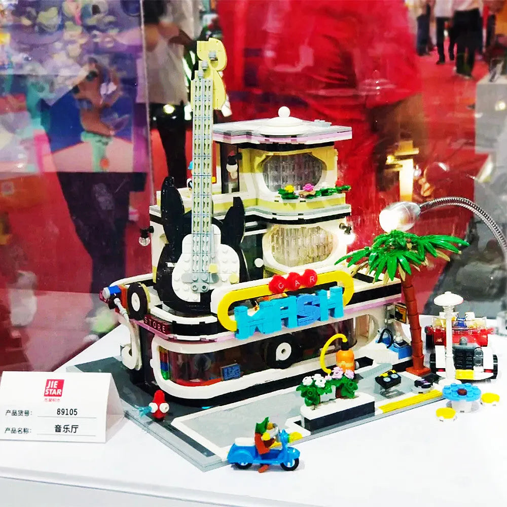 Building Blocks MOC Creator Expert Car Wash Music Shop Concert Bricks Toys Construction Set Toys - 11