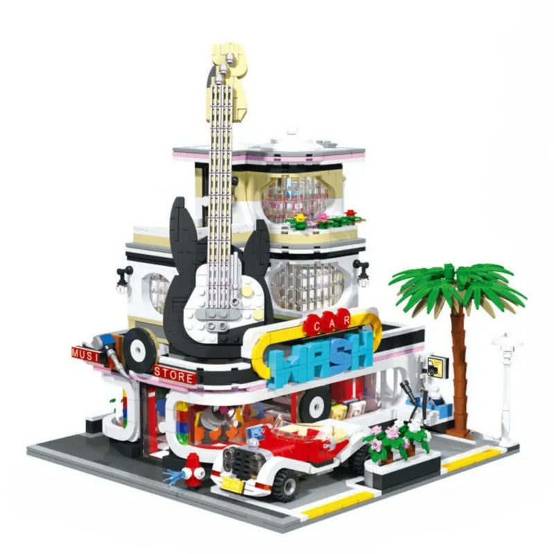 Building Blocks MOC Creator Expert Car Wash Music Shop Concert Bricks Toys - 1