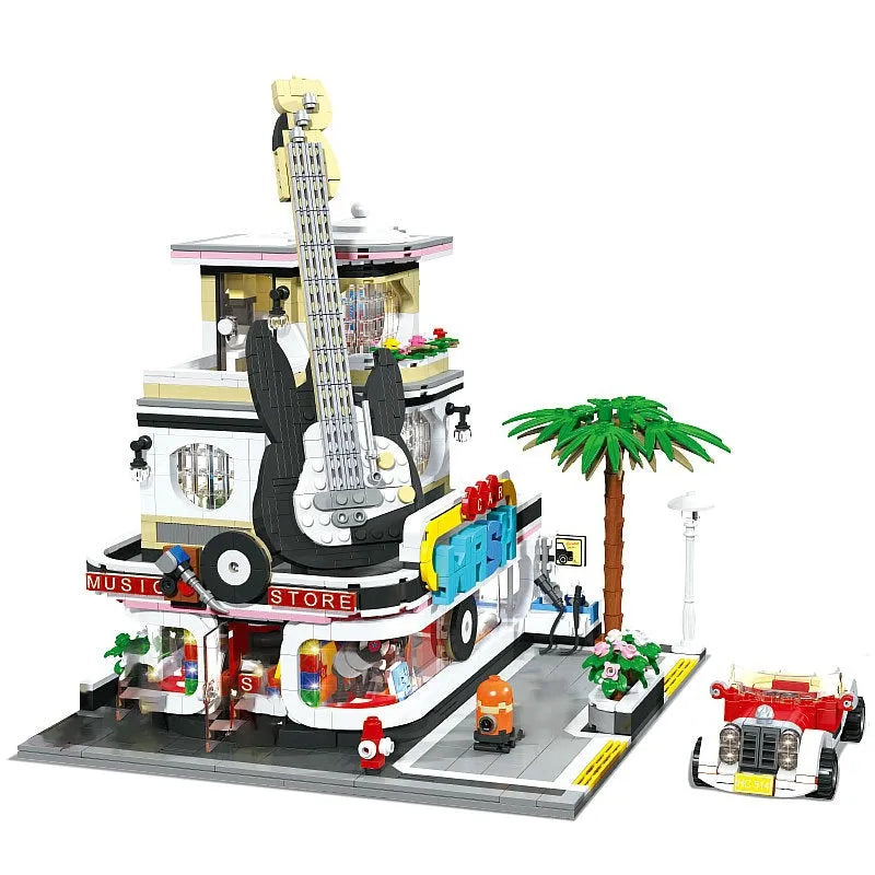 Building Blocks MOC Creator Expert Car Wash Music Shop Concert Bricks Toys Construction Set Toys - 2