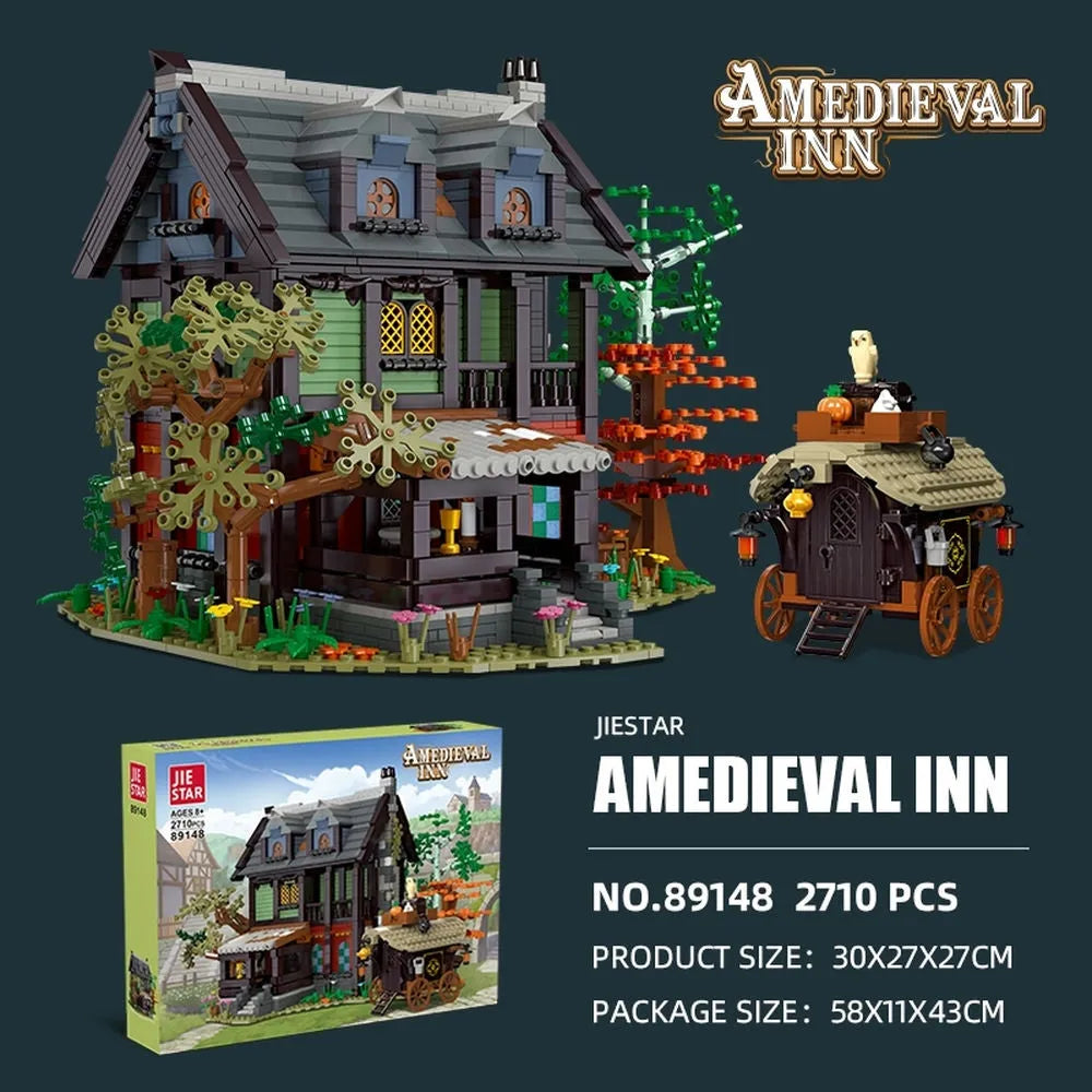 Building Blocks MOC Creator Expert Medieval Hotel Town Inn Bricks Toys - 9