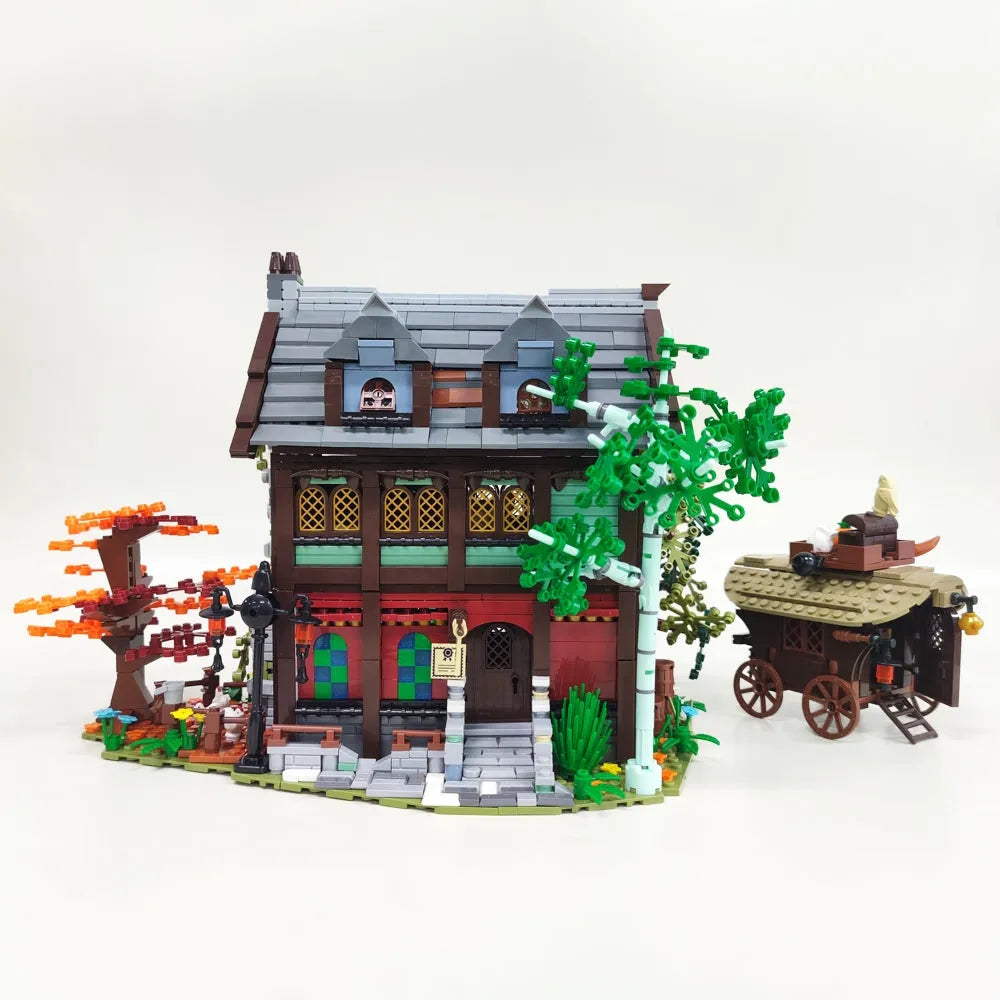 Building Blocks MOC Creator Expert Medieval Hotel Town Inn Bricks Toys - 5
