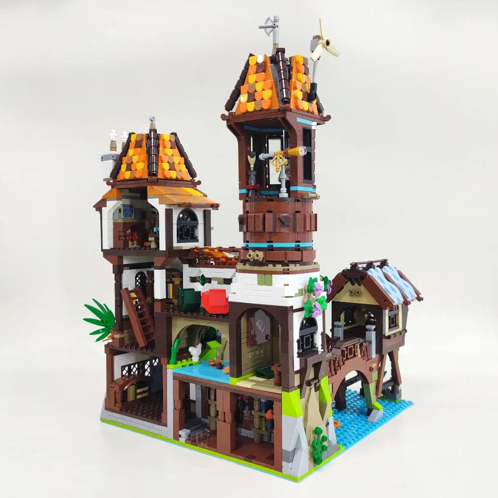 Building Blocks MOC Creator Experts The Medieval Riverside Scholars Bricks Toy - 5