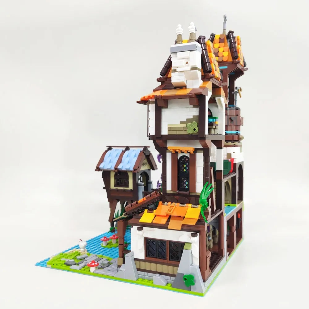 Building Blocks MOC Creator Experts The Medieval Riverside Scholars Bricks Toy - 6