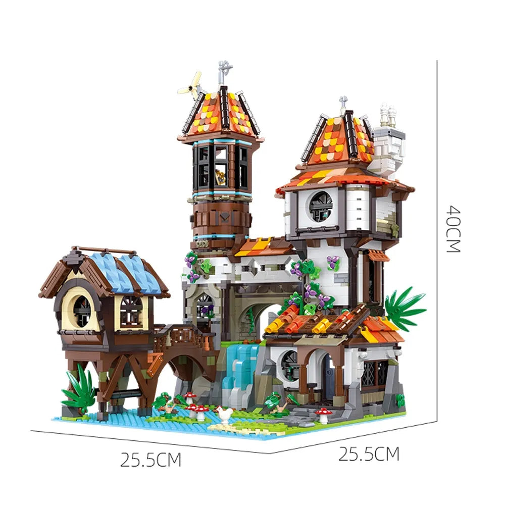 Building Blocks MOC Creator Experts The Medieval Riverside Scholars Bricks Toy - 8