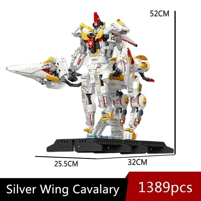 Building Blocks MOC Deformation Silver Wing Cavalary Robot Bricks Toys - 6