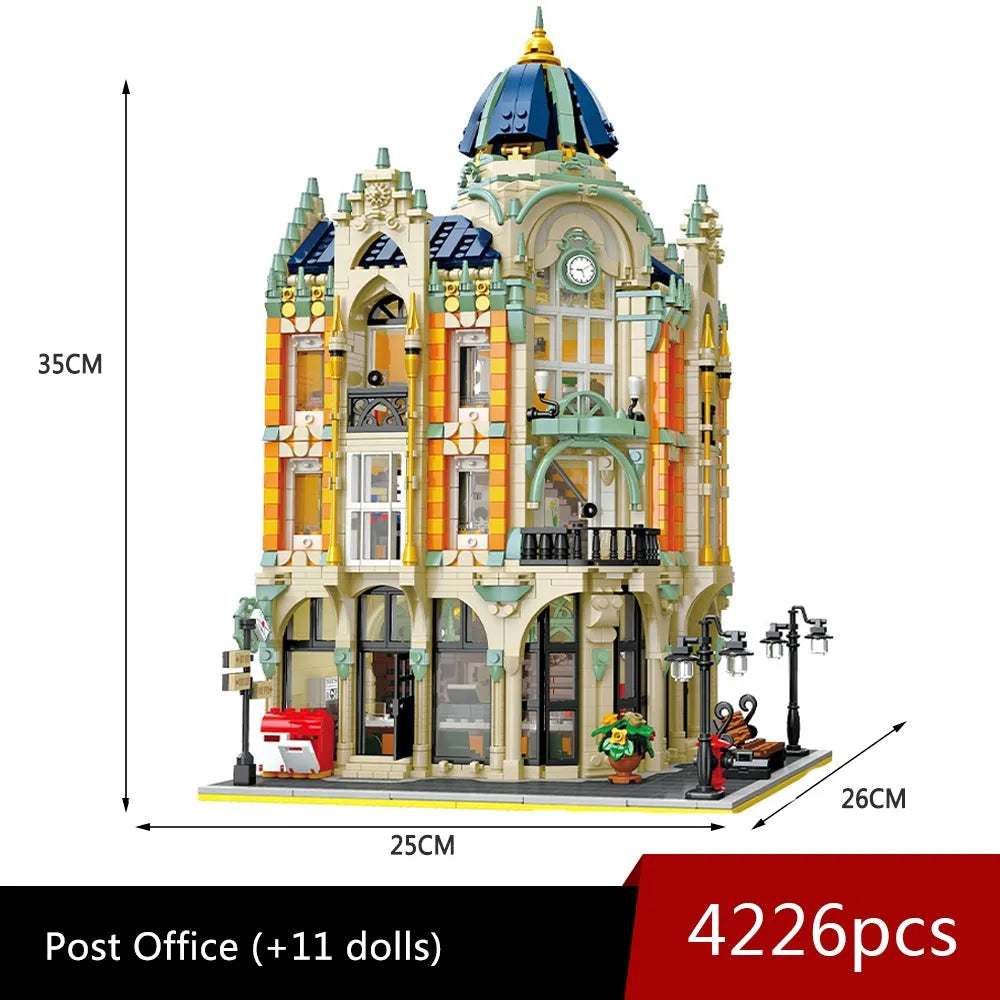 Building Blocks MOC Expert Creator City Corner Post Office Bricks Toys - 2