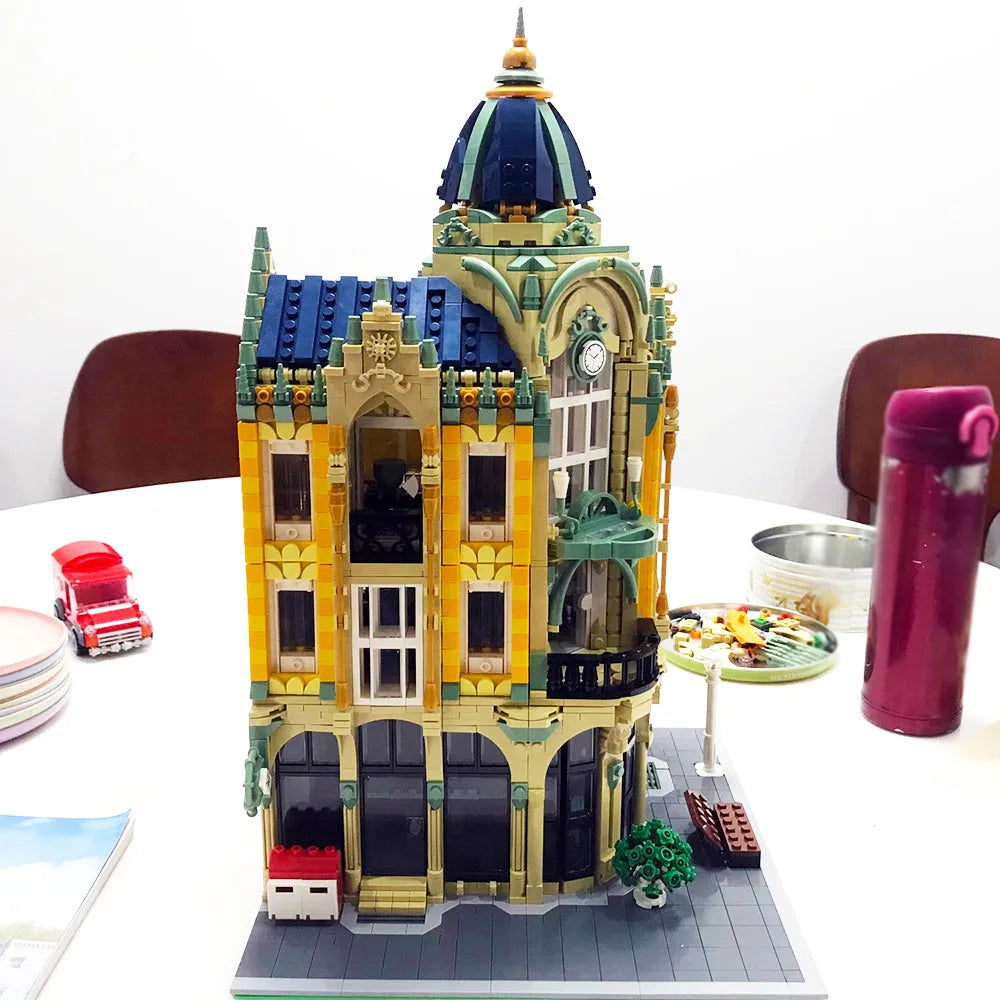 Building Blocks MOC Expert Creator City Corner Post Office Bricks Toys - 8
