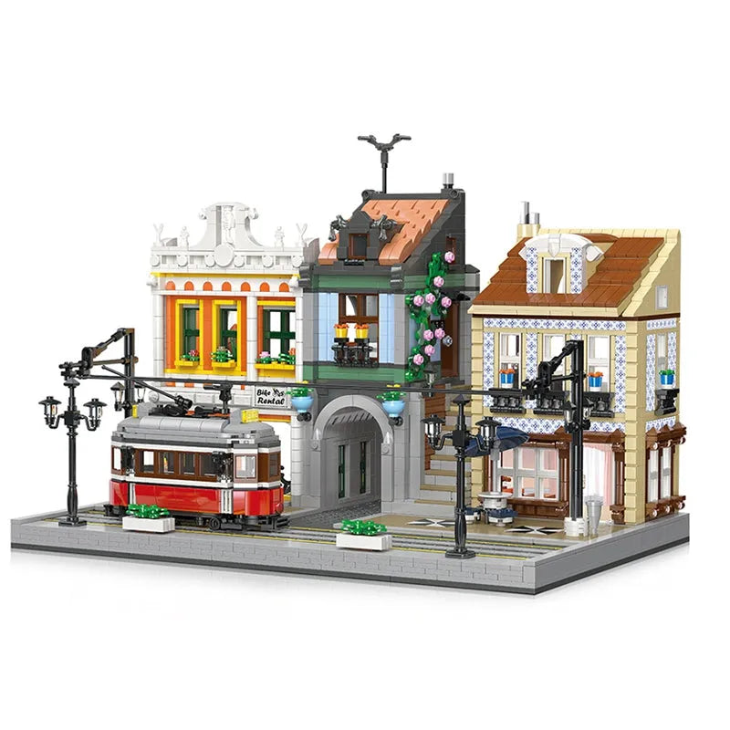 Building Blocks MOC Expert Creator City Lisbon Tram Station Bricks Toy 89132 - 1