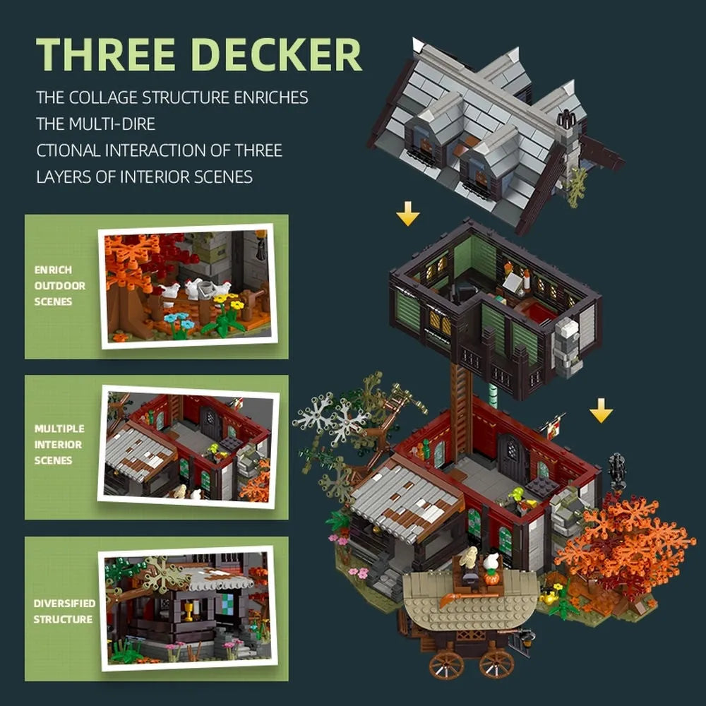 MOC-114516 Medieval Hotel 769 Pieces Building Blocks Good MOC-114516 Medieval Hotel 769 Pieces Building Blocks Good