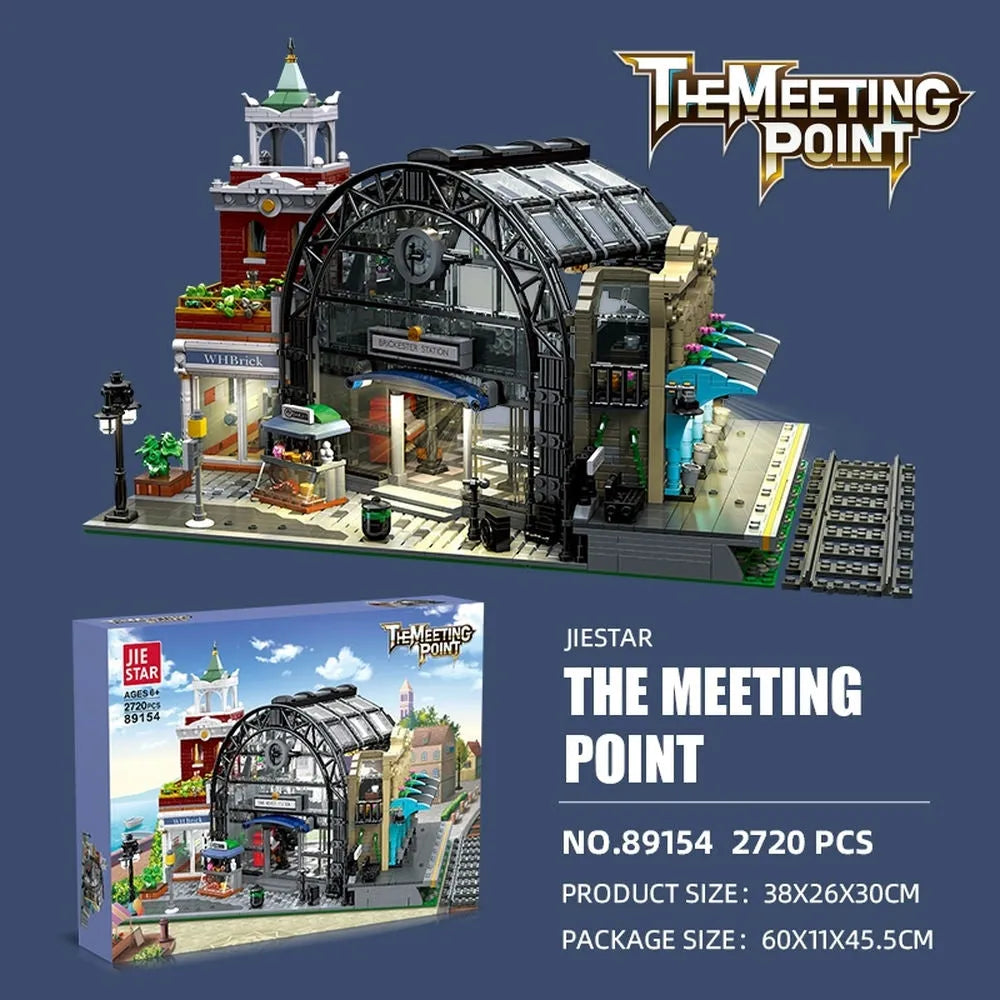 Building Blocks MOC Expert Creator Train Station Meeting Point Bricks Toy 89154 - 9