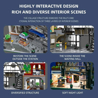 Thumbnail for Building Blocks MOC Expert Creator Train Station Meeting Point Bricks Toy 89154 - 10
