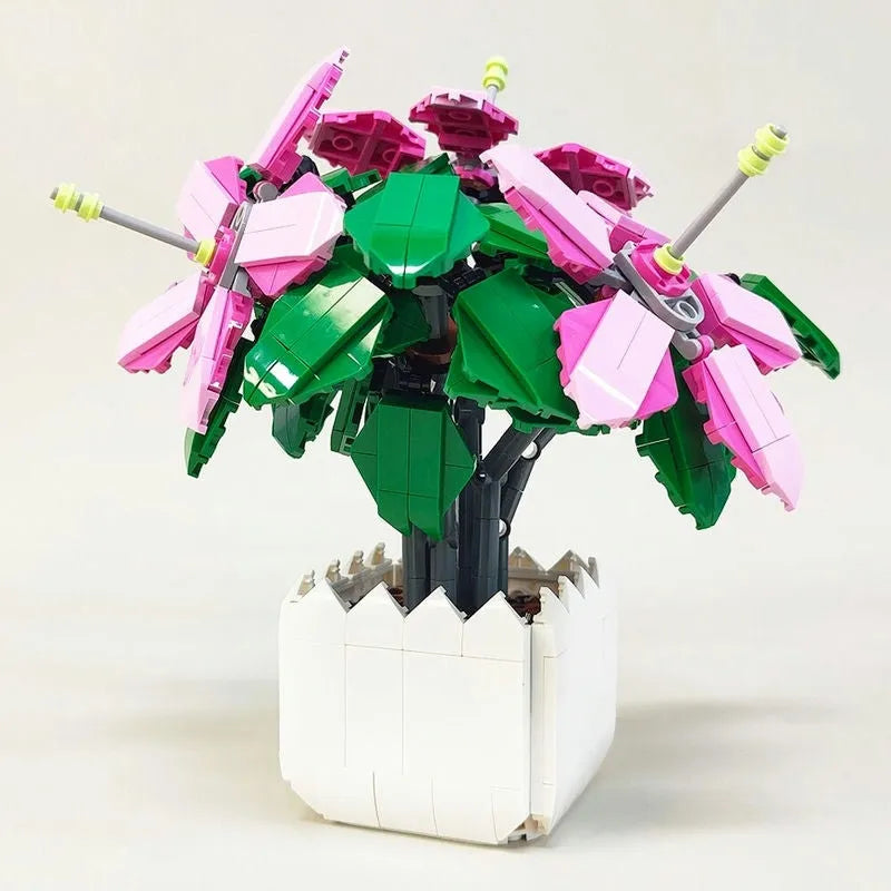 Building Blocks MOC Idea Potted Lyly Azalea Plant Bricks Kids Toys - 3